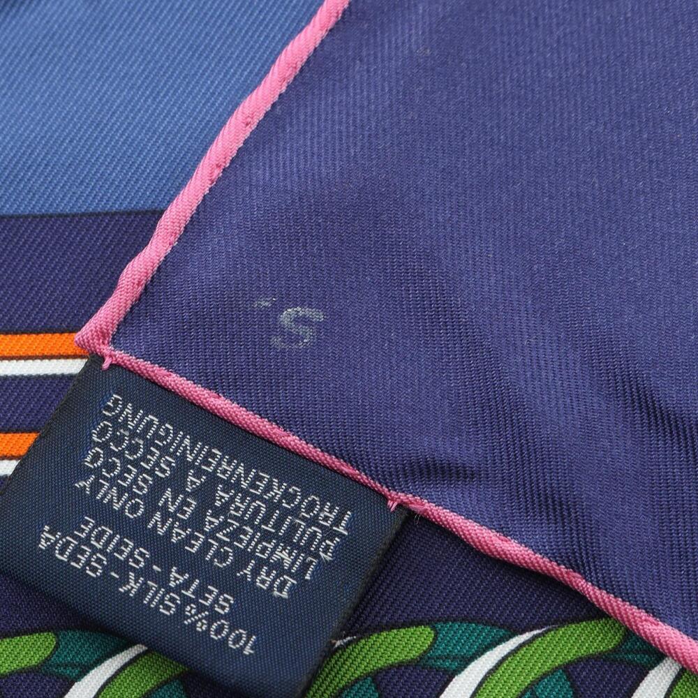 HERMES Blue Silk Scarf - Picture 4 of 7